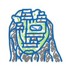 sigiriya on mountain icon doodle illustration