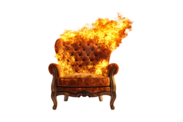 Burning chair isolated on transparent background
