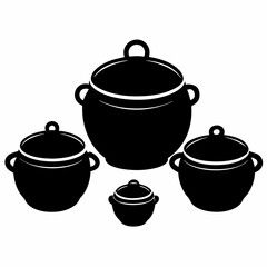 black cast iron pot vector   vector art illustration 