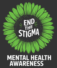 End The Stigma Mental Health Matters Awareness T-Shirt design vector, Mental Health Awareness Matters,  Mental Health shirt,
mental, health, awareness, matters, green, ribbon, time, listen, t-shirt, 