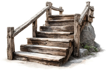 Obraz premium Rustic Wooden Steps Leading Upwards Awe Inspiring Journey