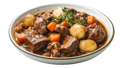 Boeuf Bourguignon isolated in White background ,Transparent Background ,Food image 