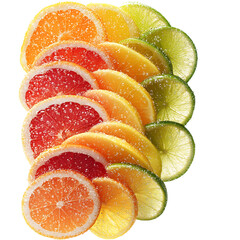 Assorted Citrus Fruits Isolated on Transparent Background