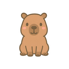 A cute and cuddly capybara illustrated with soft lines and warm colors, isolated on transparent background