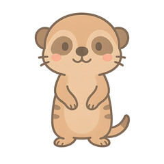 Obraz premium A charming cartoon meerkat with an adorable and friendly expression, perfect for adding a touch of cuteness. isolated on transparent background