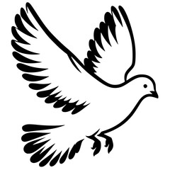 Silhouette of a flying dove