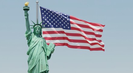 Statue of Liberty and American Flag: A Symbol of Freedom and Patriotism