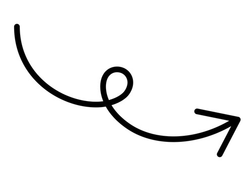 手書きのくるりん矢印 右下向き