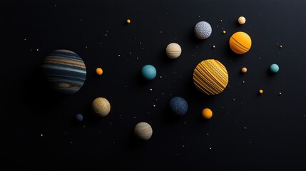 Fototapeta premium Planets and Stars on a Black Background
