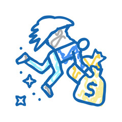 investor financial freedom money icon doodle illustration
