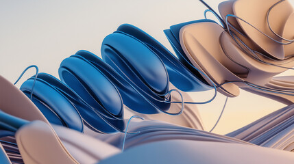 surreal sculpture, abstract organic form, intricate structure, biomorphic design, fantastical shape, 3D art object, generative design, fluid formations, imaginative artwork, conceptual sculpture