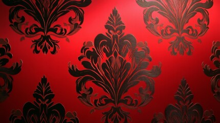 Red and Black Damask Wallpaper Design red vintage wallpaper