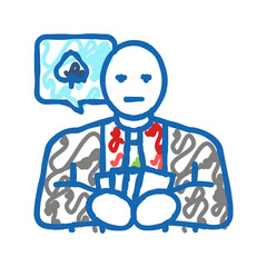 poker slot game icon doodle illustration