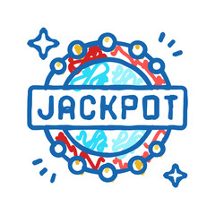 jackpot slot game icon doodle illustration