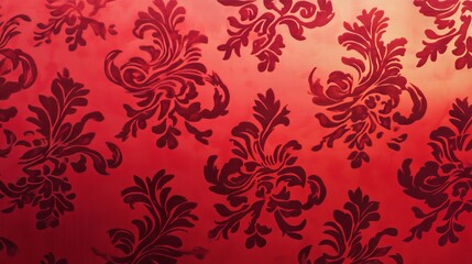 Fototapeta premium Intricate Red Damask Pattern Design red vintage wallpaper