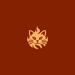 Fiery cat logo in clean, minimalist illustration design.