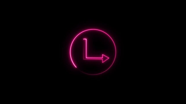 Abstract glowing neon directional arrow loading icon animation. Abstract directional neon arrow icon Glowing neon