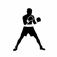 Silhouette of a Boxer , Boxing Illustration, Boxer Vector, Boxing Vector