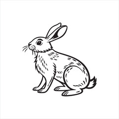 Bunny Silhouette Clipart | Black Rabbit Outline on White Background
