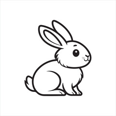 Bunny Silhouette Clipart | Black Rabbit Outline on White Background