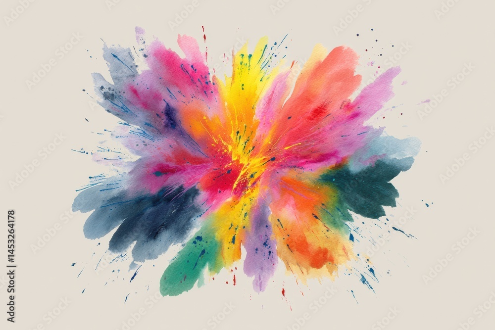 Leinwandbilder vibrant watercolor burst captures the essence of an abstract floral explosion with bright colors and