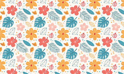 Abstract Tropical Flower Seamless Pattern for Fabric and Wallpaper Design 