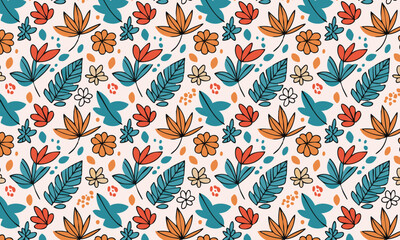 Vibrant Tropical Floral Seamless pattern design Background