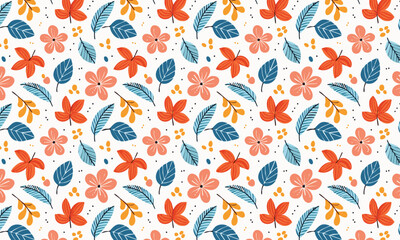 Stylized Colorful Flat Illustration Floral Seamless Pattern
