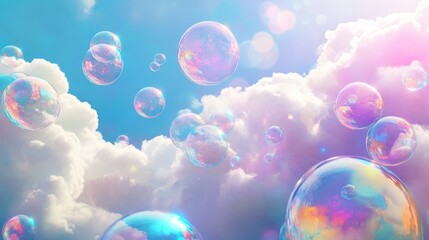 Dreamy Bubbles Floating in a Sky of Clouds