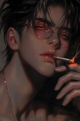 Obraz premium handsome man illustration, generation AI 