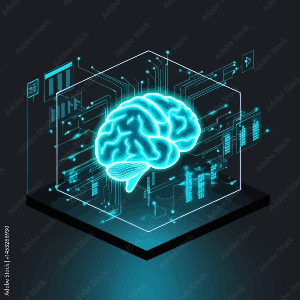 Poster conceptual representation of artificial intelligence and neural networks