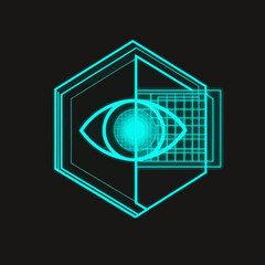 Neon Eye in Geometric Frame