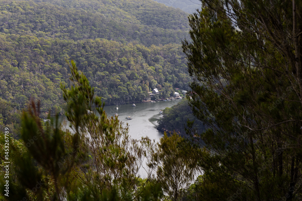 Canvas Prints scenic view of mountain and river.