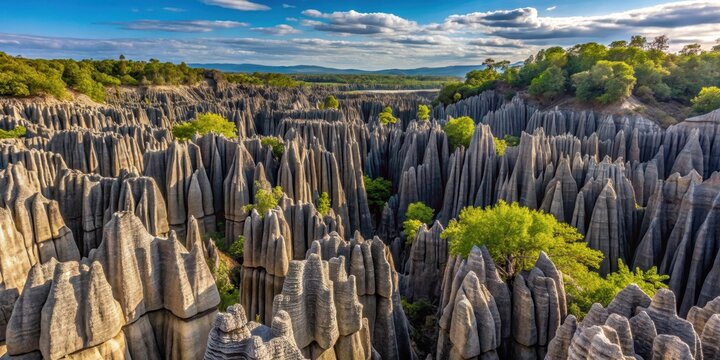 Tsingy of Ankarana's unique limestone formations feature a network of sharp peaks and canyons , natural wonder, unique landforms