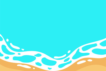 Simple illustration of sea and beach top view. Summer vacation background illustration. Ocean Abstract Background Waves. Wavy beach layered illustration.