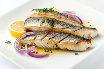 Grilled Fish Fillets with Lemon and Red Onion