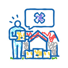 eviction property estate home icon doodle illustration