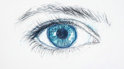 Hand-Drawn Eye, Chalk Sketch Isolated on White Background. Artistic and Expressive Design Element