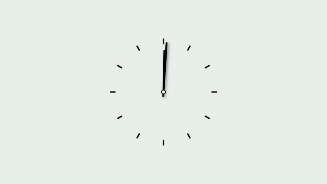 Simple clock icon spinning animation. Cartoon wall clock. white color clock icon animation on black background. analog clock timer circle animated.