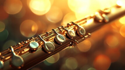 Obraz premium Close up of a beautiful golden musical wind instrument