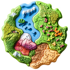 Colorful Animal Puzzle Toy Plate Isolated on Transparent Background