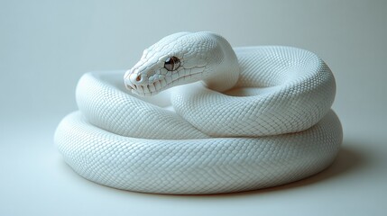 Fototapeta premium Albino Python coiled with studio shot.