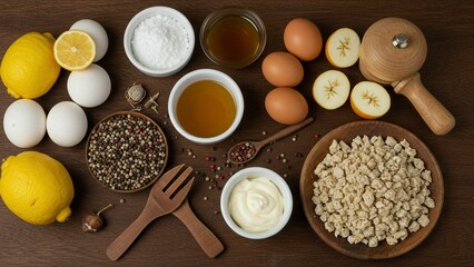 Cooking Ingredients Flat Lay