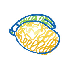 mango yellow leaf fruit icon doodle illustration