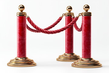 Elegant Red Velvet Rope Stanchions Gold Accents VIP Access