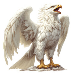 White eagle illustration majestic bird of prey fantasy creature artwork on transparent background