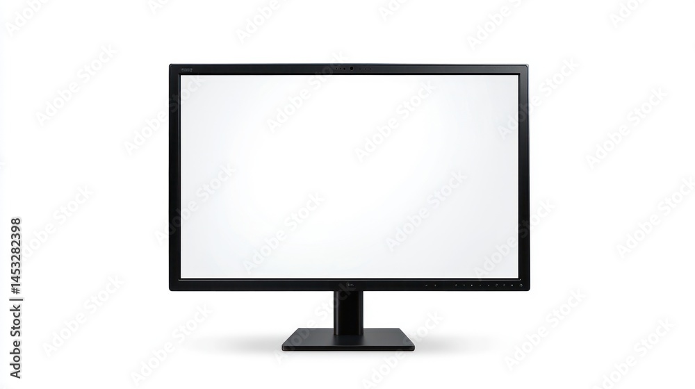 Wall mural thin black bezel computer monitor with blank digital screen on white background