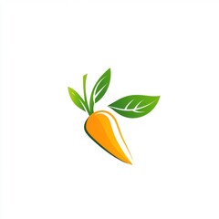Simple Orange Carrot with Green Leaves Illustration