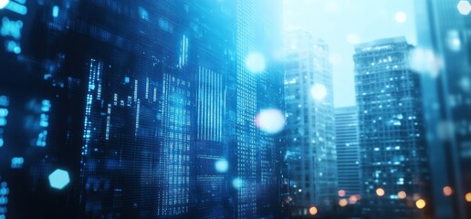 Fototapeta premium Futuristic Cityscape: Digital Skyline at Night
