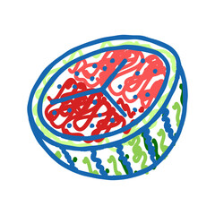 cut ripe watermelon icon doodle illustration